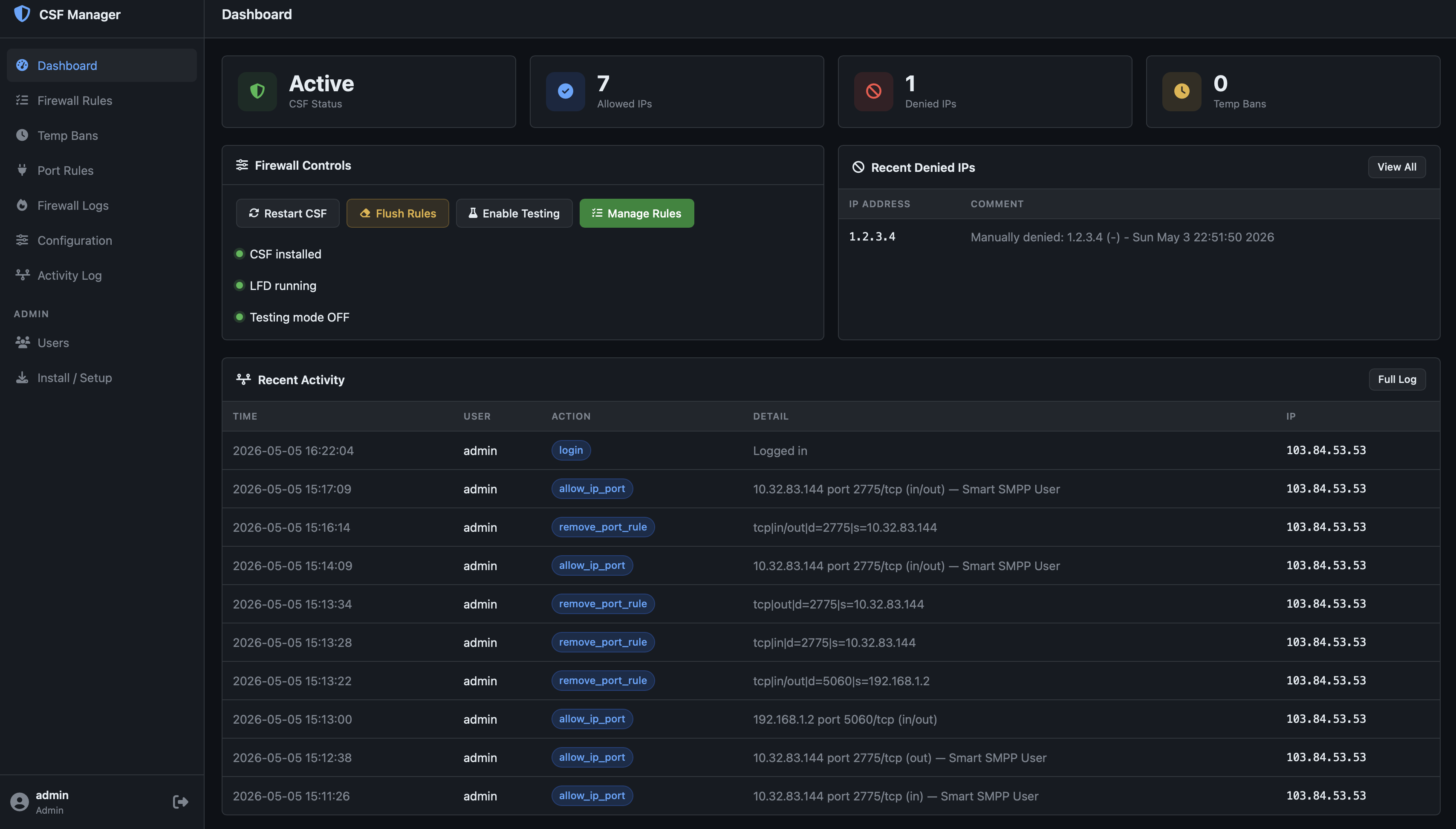 CSF Firewall
